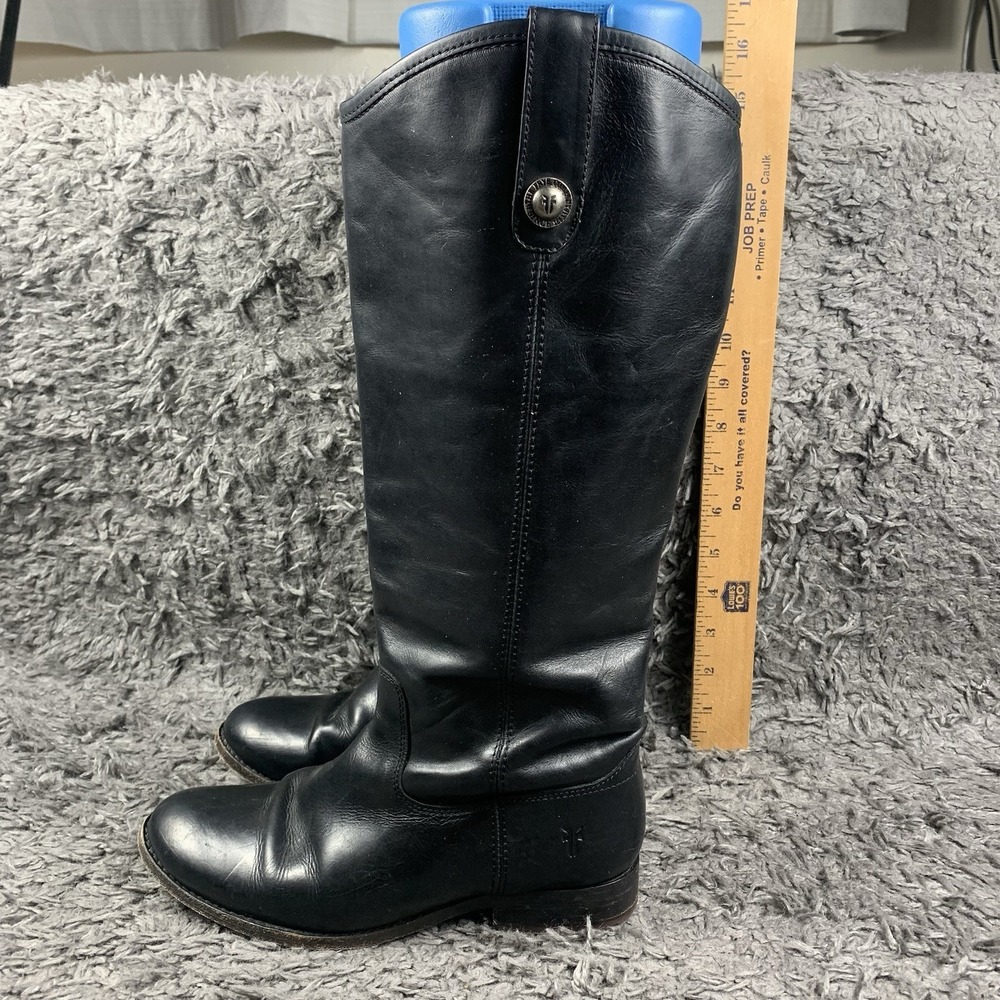 Frye Womens #77167 Melissa Button Black Leather Knee-High Riding Boots Sz 6 B